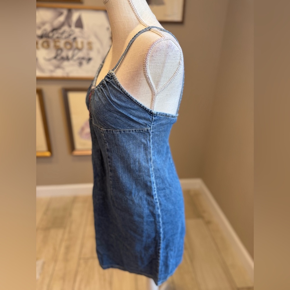 5 for $30 AMERICAN EAGLE OUTFITTERS Blue Denim Midi Dress - Picture 5 of 6